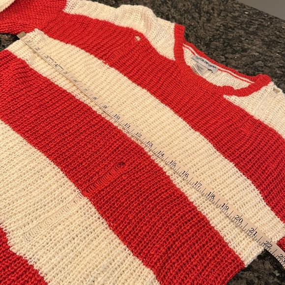 Cotton emporium soft distressed orange stripped crew sweater NWOT L - Picture 11 of 14